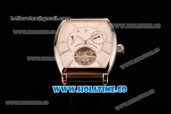 Vacheron Constantin Malte Tourbillon Power Reserve Swiss Tourbillon Manual Winding Steel Case with White Dial Stick Markers and Black Leather Strap - Click Image to Close